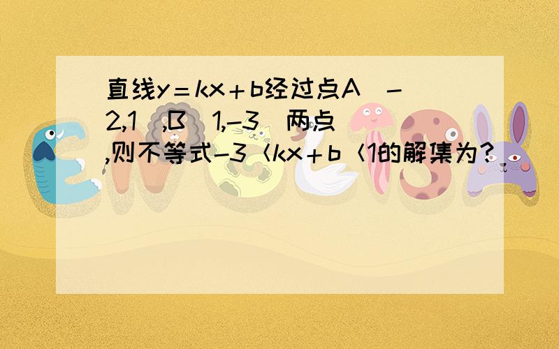 直线y＝kx＋b经过点A（-2,1）,B（1,-3）两点,则不等式-3＜kx＋b＜1的解集为?