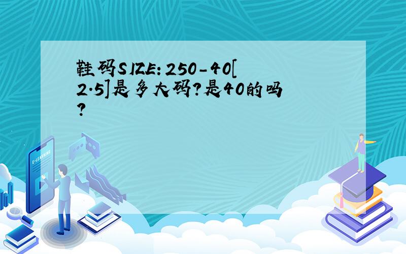 鞋码SIZE：250-40[2.5]是多大码?是40的吗?