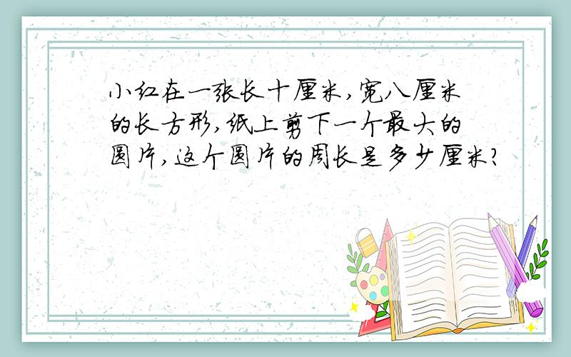 小红在一张长十厘米,宽八厘米的长方形,纸上剪下一个最大的圆片,这个圆片的周长是多少厘米?