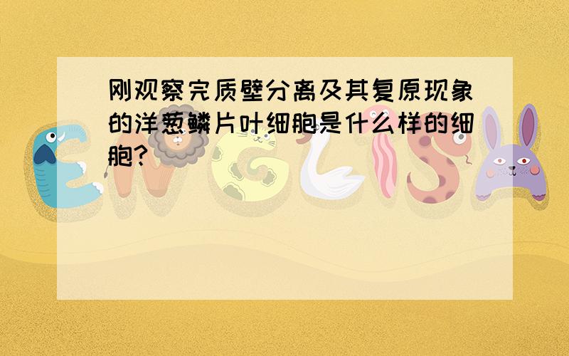 刚观察完质壁分离及其复原现象的洋葱鳞片叶细胞是什么样的细胞?