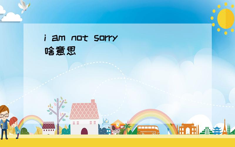 i am not sorry啥意思