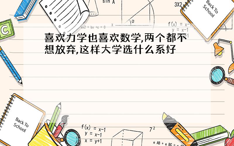 喜欢力学也喜欢数学,两个都不想放弃,这样大学选什么系好