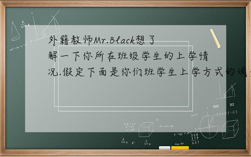 外籍教师Mr.Black想了解一下你所在班级学生的上学情况.假定下面是你们班学生上学方式的调查表.