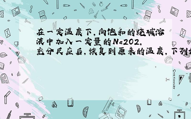 在一定温度下，向饱和的烧碱溶液中加入一定量的Na2O2，充分反应后，恢复到原来的温度，下列说法中正确的是（　　）