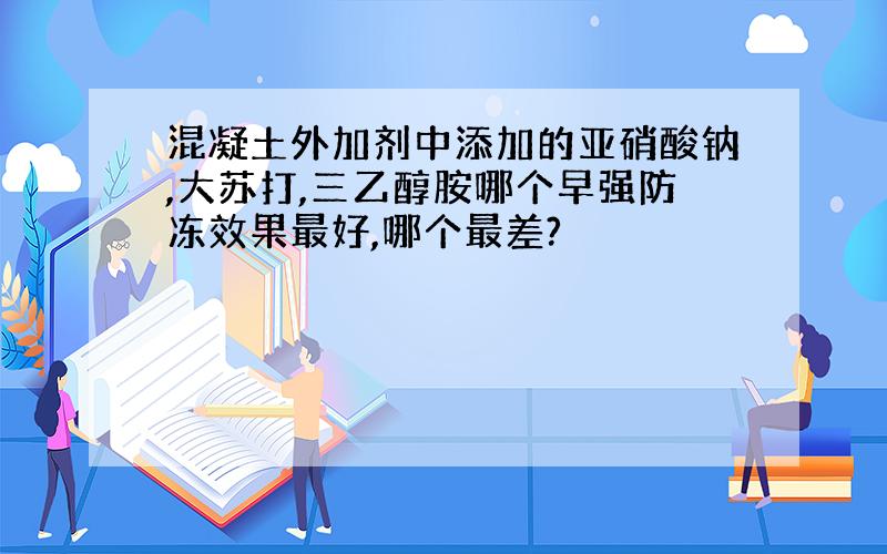 混凝土外加剂中添加的亚硝酸钠,大苏打,三乙醇胺哪个早强防冻效果最好,哪个最差?