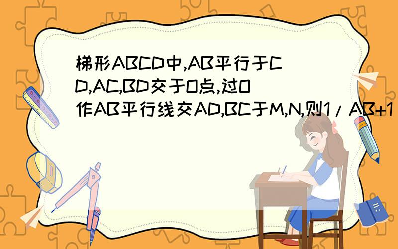 梯形ABCD中,AB平行于CD,AC,BD交于O点,过O作AB平行线交AD,BC于M,N,则1/AB+1/CD等于?