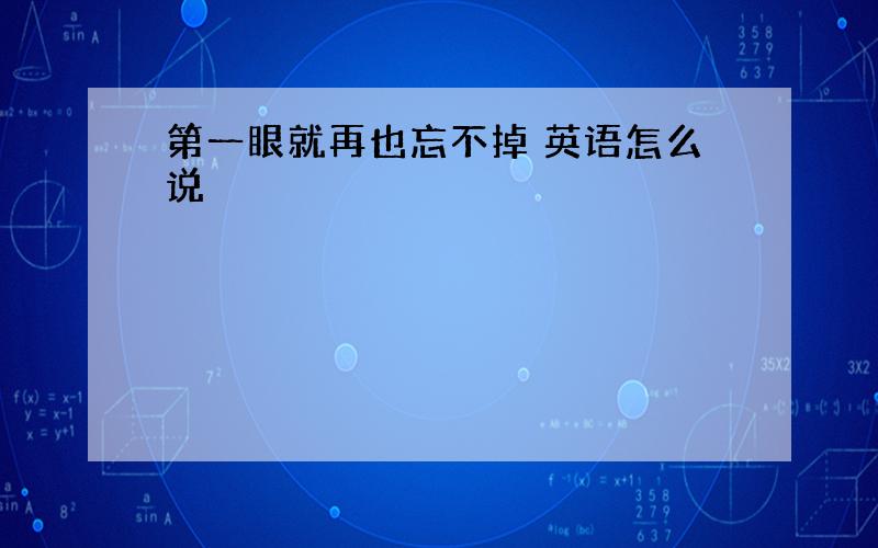 第一眼就再也忘不掉 英语怎么说