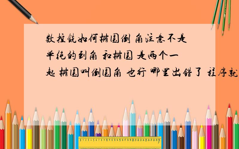 数控铣如何椭圆倒 角注意不是单纯的到角 和椭圆 是两个一起 椭圆叫倒圆角 也行 哪里出错了 程序就是不动