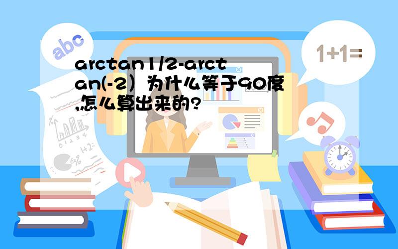 arctan1/2-arctan(-2）为什么等于90度,怎么算出来的?