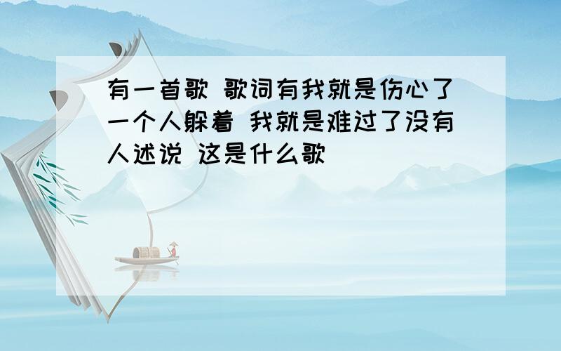 有一首歌 歌词有我就是伤心了一个人躲着 我就是难过了没有人述说 这是什么歌