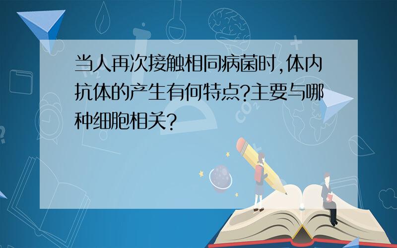 当人再次接触相同病菌时,体内抗体的产生有何特点?主要与哪种细胞相关?