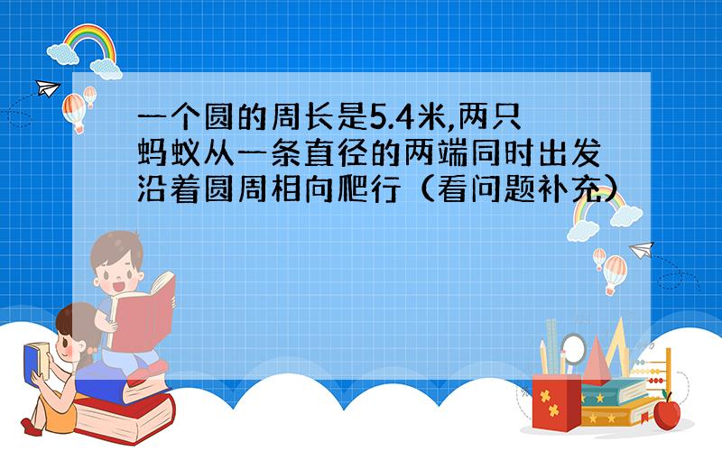 一个圆的周长是5.4米,两只蚂蚁从一条直径的两端同时出发沿着圆周相向爬行（看问题补充）