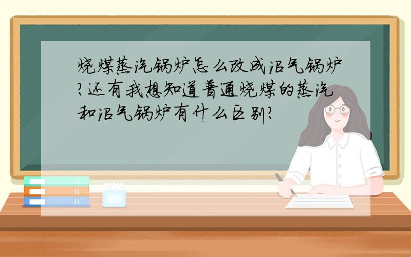 烧煤蒸汽锅炉怎么改成沼气锅炉?还有我想知道普通烧煤的蒸汽和沼气锅炉有什么区别?