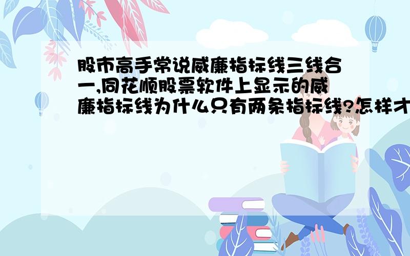 股市高手常说威廉指标线三线合一,同花顺股票软件上显示的威廉指标线为什么只有两条指标线?怎样才能设置成三条指标线?