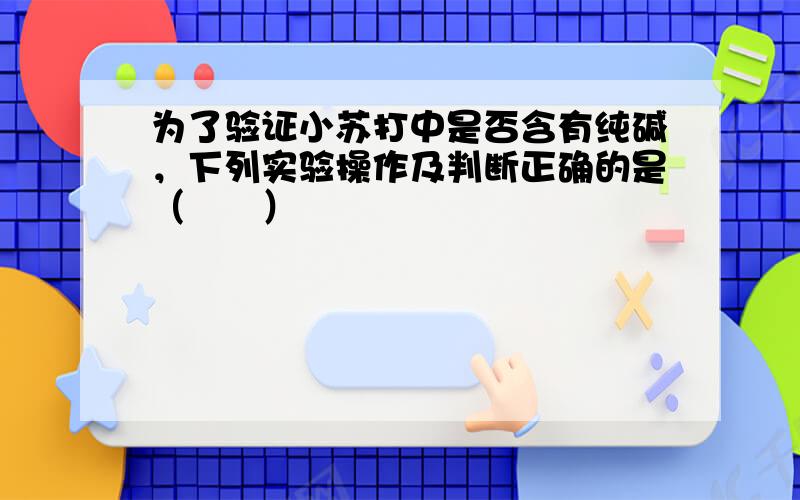 为了验证小苏打中是否含有纯碱，下列实验操作及判断正确的是（　　）