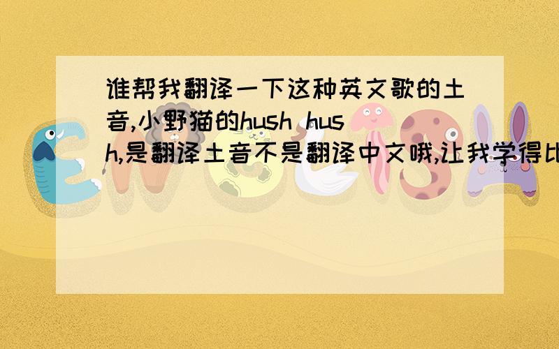 谁帮我翻译一下这种英文歌的土音,小野猫的hush hush,是翻译土音不是翻译中文哦,让我学得比较快点,