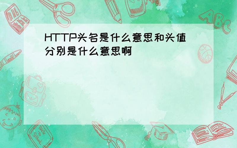 HTTP头名是什么意思和头值分别是什么意思啊