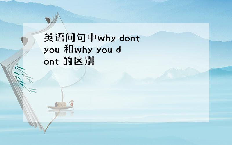 英语问句中why dont you 和why you dont 的区别