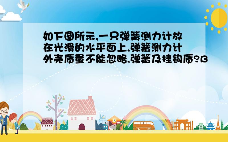 如下图所示,一只弹簧测力计放在光滑的水平面上,弹簧测力计外壳质量不能忽略,弹簧及挂钩质?B