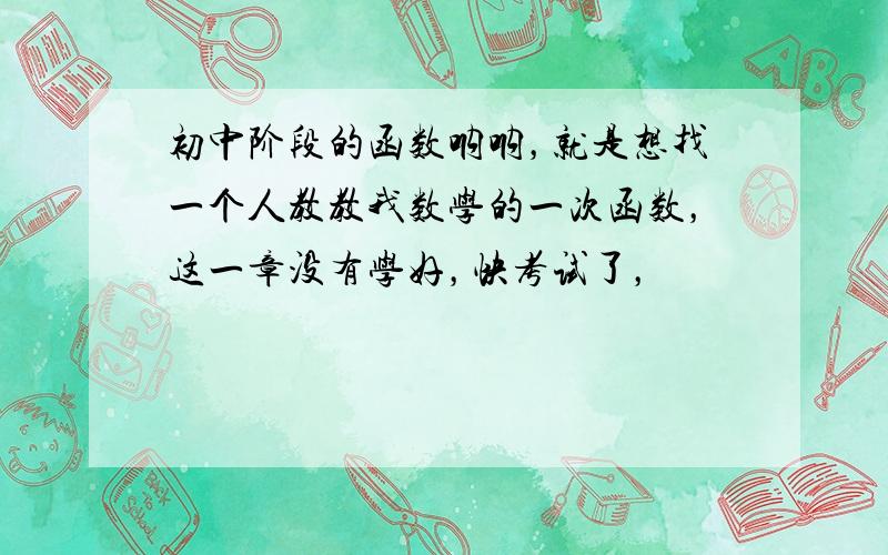 初中阶段的函数呐呐，就是想找一个人教教我数学的一次函数，这一章没有学好，快考试了，