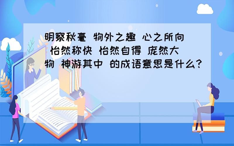 明察秋毫 物外之趣 心之所向 怡然称快 怡然自得 庞然大物 神游其中 的成语意思是什么?