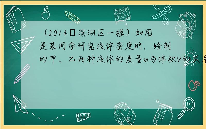 （2014•滨湖区一模）如图是某同学研究液体密度时，绘制的甲、乙两种液体的质量m与体积V的关系图象，由图象可知，甲液体的