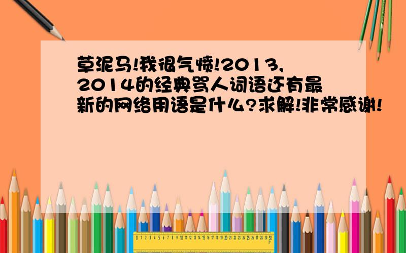 草泥马!我很气愤!2013,2014的经典骂人词语还有最新的网络用语是什么?求解!非常感谢!