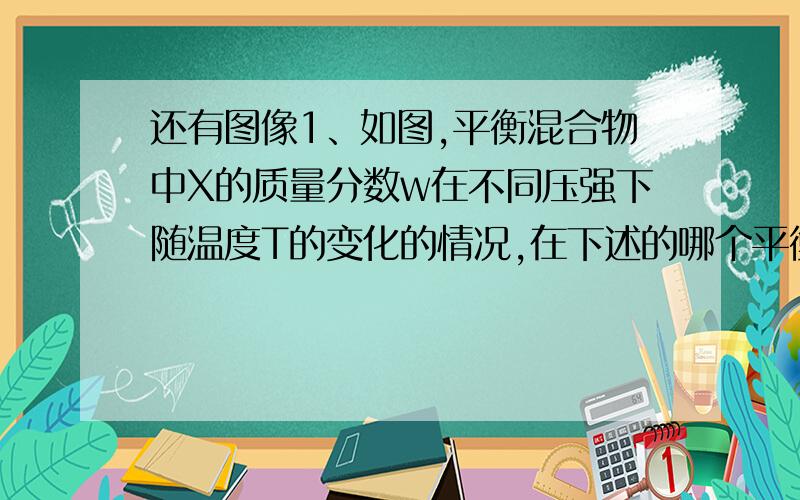 还有图像1、如图,平衡混合物中X的质量分数w在不同压强下随温度T的变化的情况,在下述的哪个平衡体系中,X可代表引号中的物