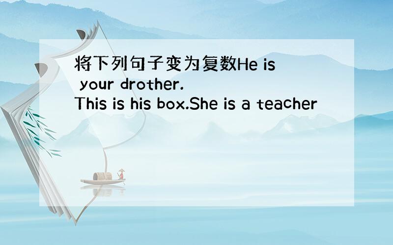 将下列句子变为复数He is your drother.This is his box.She is a teacher