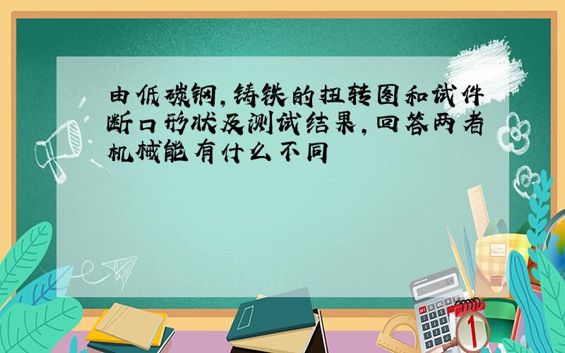 由低碳钢,铸铁的扭转图和试件断口形状及测试结果,回答两者机械能有什么不同