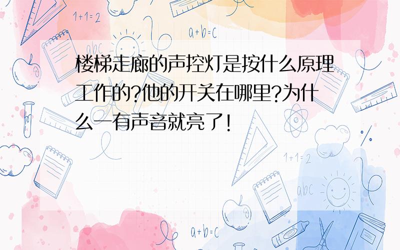 楼梯走廊的声控灯是按什么原理工作的?他的开关在哪里?为什么一有声音就亮了!