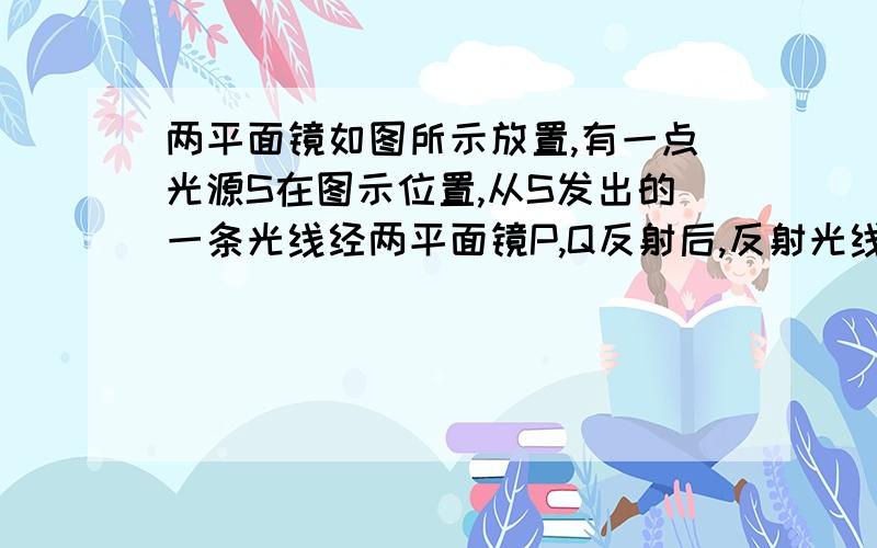 两平面镜如图所示放置,有一点光源S在图示位置,从S发出的一条光线经两平面镜P,Q反射后,反射光线还能经过点