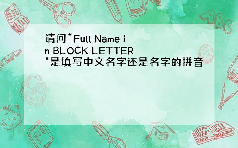 请问“Full Name in BLOCK LETTER