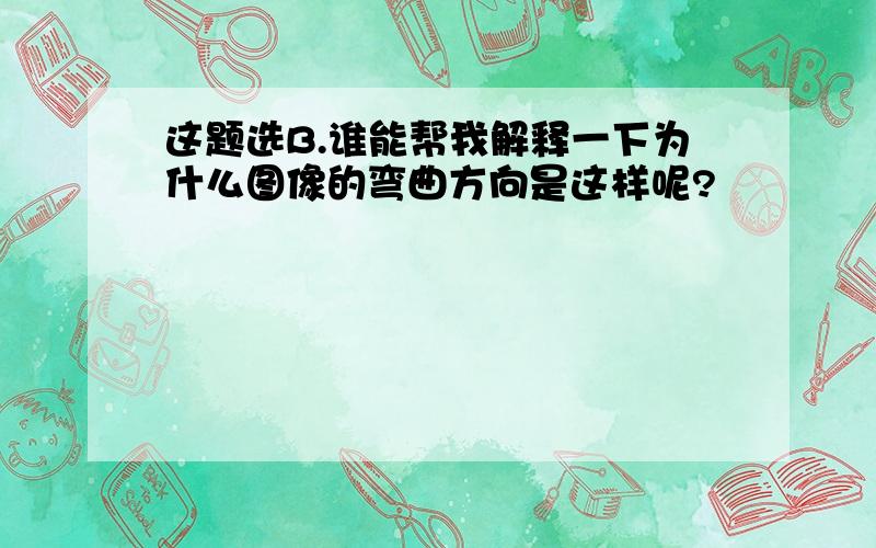 这题选B.谁能帮我解释一下为什么图像的弯曲方向是这样呢?