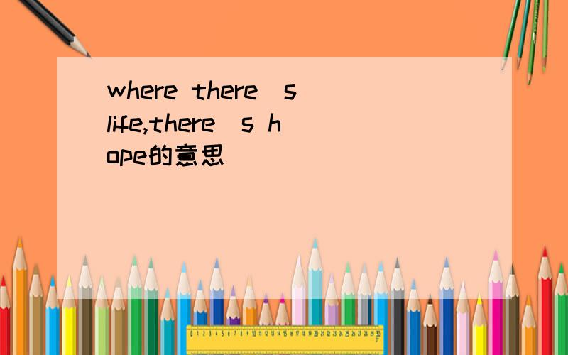 where there`s life,there`s hope的意思