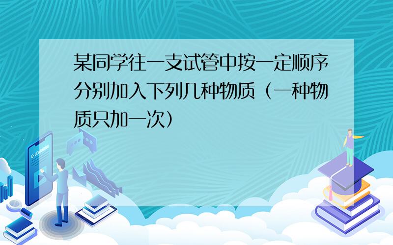 某同学往一支试管中按一定顺序分别加入下列几种物质（一种物质只加一次）