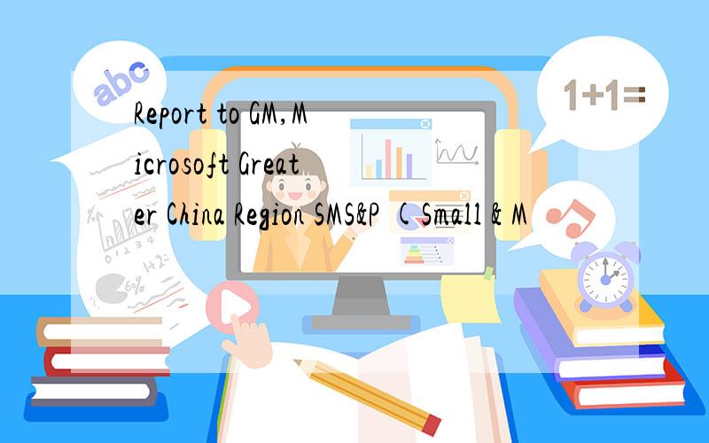 Report to GM,Microsoft Greater China Region SMS&P (Small & M