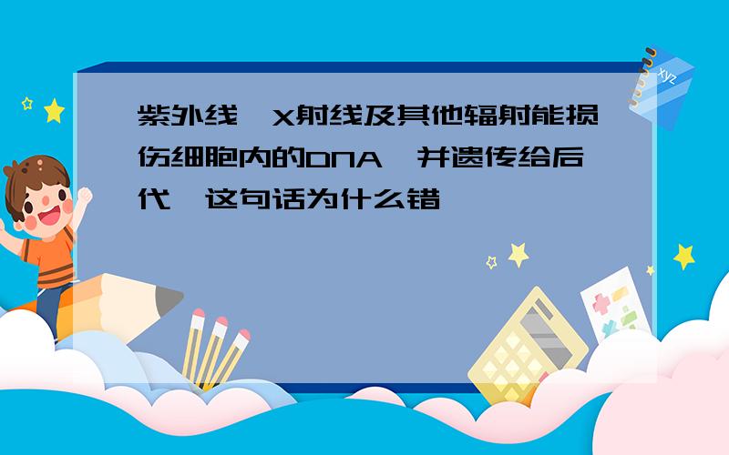 紫外线,X射线及其他辐射能损伤细胞内的DNA,并遗传给后代,这句话为什么错