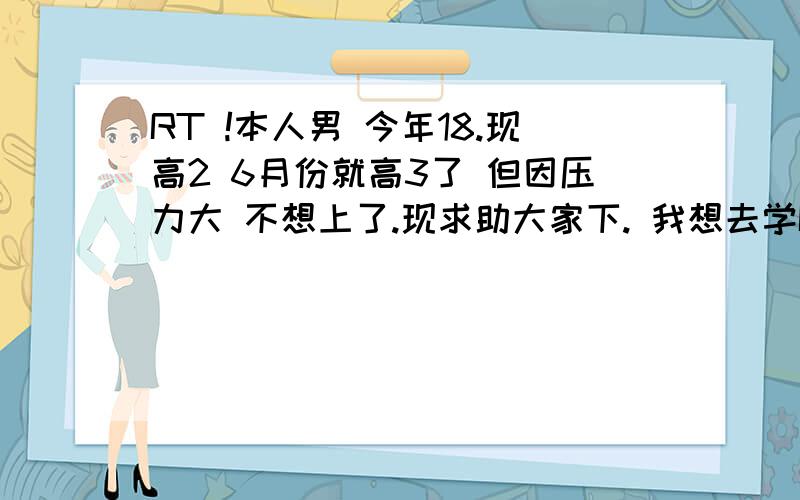 RT !本人男 今年18.现高2 6月份就高3了 但因压力大 不想上了.现求助大家下. 我想去学IT 或者 企业管理 .