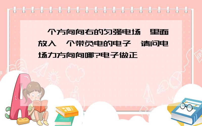 一个方向向右的匀强电场,里面放入一个带负电的电子,请问电场力方向向哪?电子做正