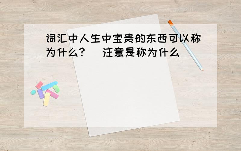 词汇中人生中宝贵的东西可以称为什么? （注意是称为什么）