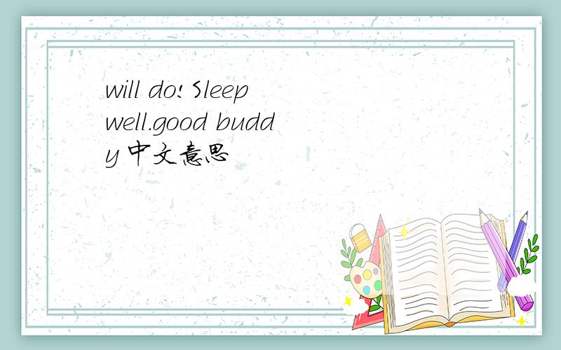 will do!Sleep well.good buddy 中文意思