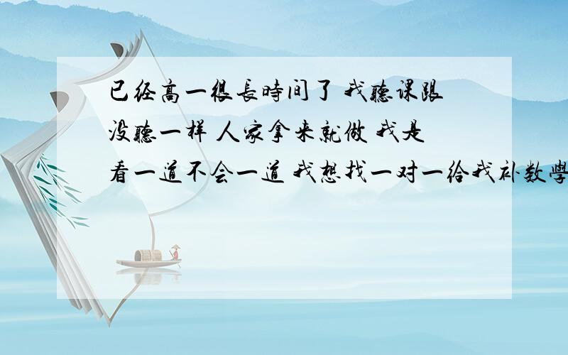 已经高一很长时间了 我听课跟没听一样 人家拿来就做 我是看一道不会一道 我想找一对一给我补数学