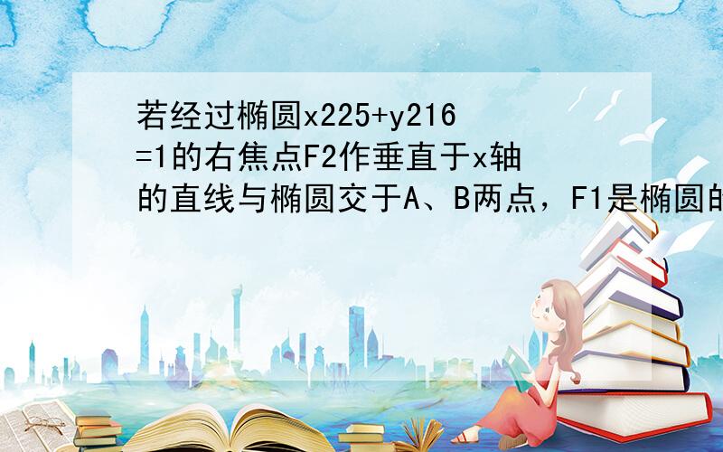 若经过椭圆x225+y216=1的右焦点F2作垂直于x轴的直线与椭圆交于A、B两点，F1是椭圆的左焦点，则△AF1B的周