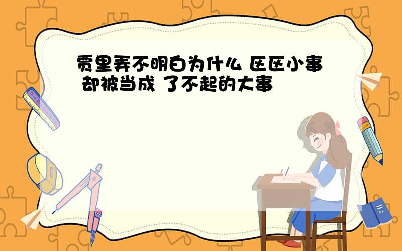 贾里弄不明白为什么 区区小事 却被当成 了不起的大事