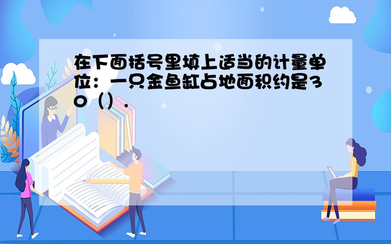 在下面括号里填上适当的计量单位：一只金鱼缸占地面积约是30（）.