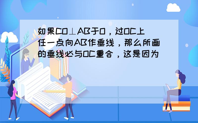 如果CO⊥AB于O，过OC上任一点向AB作垂线，那么所画的垂线必与OC重合，这是因为______．