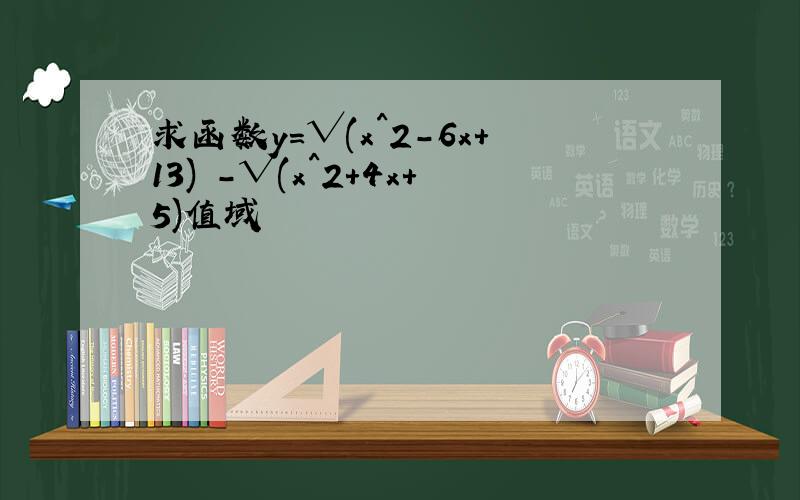 求函数y=√(x^2-6x+13) -√(x^2+4x+5)值域