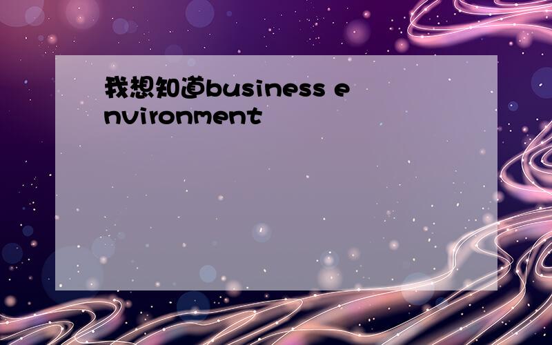 我想知道business environment