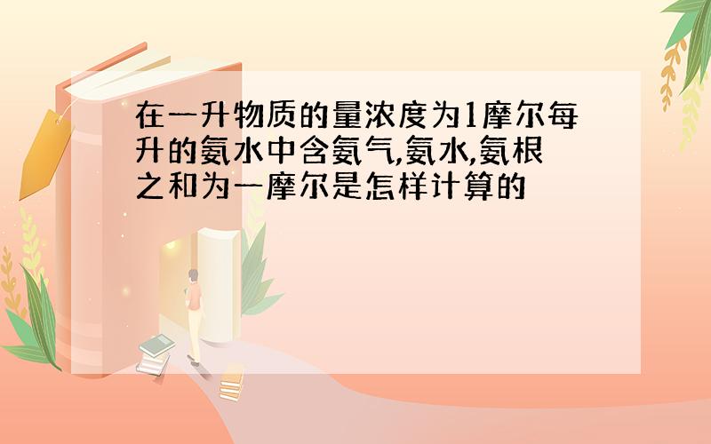 在一升物质的量浓度为1摩尔每升的氨水中含氨气,氨水,氨根之和为一摩尔是怎样计算的